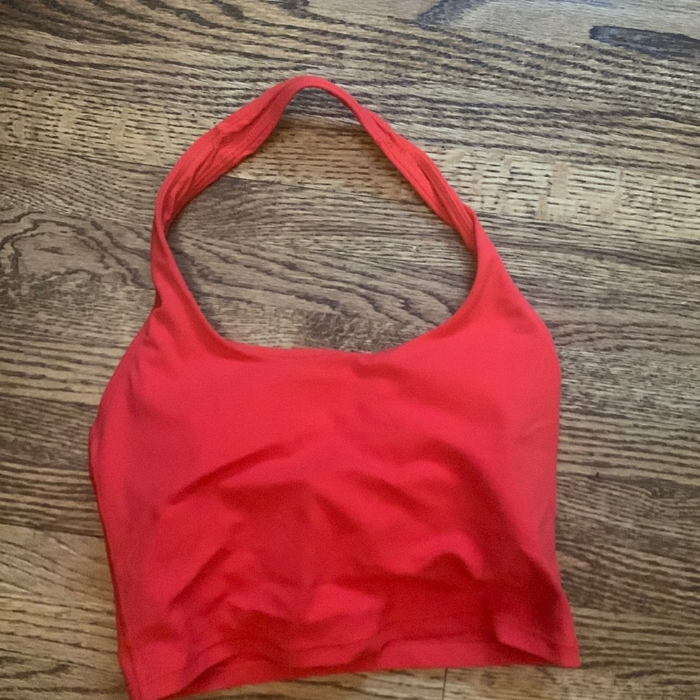 Red ATHLETA halter crop bra
